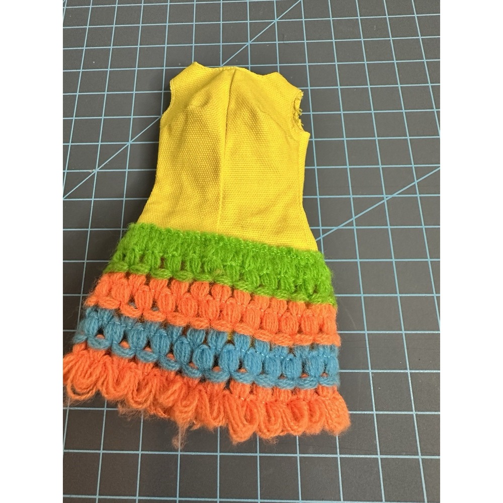 Vintage 1970 Barbie Fashion #1454 Loop Scoop Yellow Dress- RARE